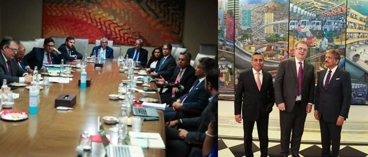  <div style="fcolor: #fff; font-weight: 600; font-size: 1.5em;">
<p style="font-size: 13.8px;">Foreign Minister of Mexico H.E.Mr.Marcelo Ebrard on his visit to India met Mr.Anand Mahindra, Chairman of Mahindra Group. They discussed about possible cooperation with Mahindra group for electromobility and value chains in Mexico within the T-MEC.
<br /><span style="text-align: center;">01 April 2022</span></p>
</div>