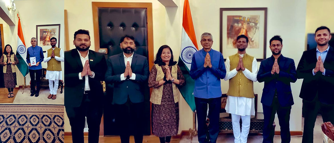  <div style="color: #fff; font-weight: 600; font-size: 1.5em;">
<p style="font-size: 13.8px;">
Amb. Pankaj Sharma and embassy officials met Ayurveda & Yoga experts from India, Dr. Vikas Chothe and Dr. Shwetambari Chothe,
<br>
There was a discussion about their ongoing activities in promoting Yoga & Ayurveda in India & abroad. They were assured of support from the Embassy in spreading their knowledge to a wider Mexican audience.

    <br /><span style="text-align: center;">19.10.2023</span></p>
</div>