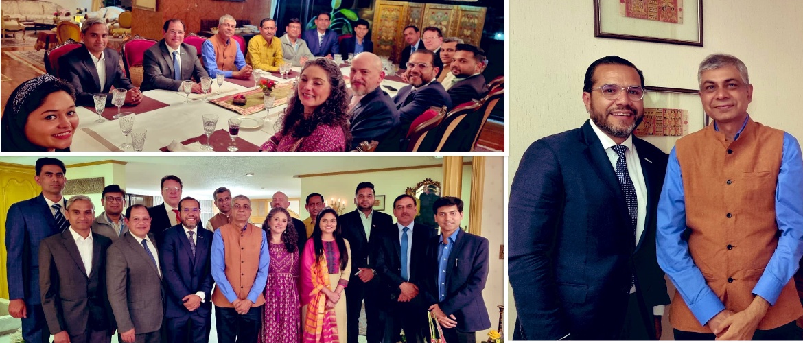  <div style="fcolor: #fff; font-weight: 600; font-size: 1.5em;">
<p style="font-size: 13.8px;">Amb. Pankaj Sharma  hosted dinner at India House for representatives of Bharat Electronics Limited, a PSU under Min of Defence, GoI  , ISRO - Indian Space Research Organisation and DRDO with the presence of President Carlos Robles A. and DG Luis G. Lizcano of FEMIA ; DG Agencia Espacial Mexicana  Mr. Julio Castillo, on the eve of FAMEX  exhibition taking place in Mexico.

<br /><span style="text-align: center;">25.4.2023</span></p>
</div>