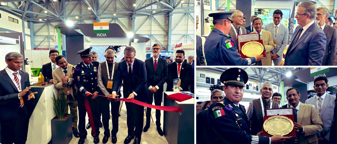  <div style="fcolor: #fff; font-weight: 600; font-size: 1.5em;">
<p style="font-size: 13.8px;">Proud moment for India. 

Bharat Electronics Limited, a PSU under Min of Defence, Indian Space Research Organisation and DRDO participated in Latin America’s biggest aerospace, defence and security exhibition FAMEX for the 1st time.

We are grateful to Hon’ble Foreign Minister H.E. Marcelo Ebrard & Defense Minister H.E. Gral. Luis C. Sandoval Glez. for inaugurating the Indian pavilion.

<br /><span style="text-align: center;">26.4.2023</span></p>
</div>