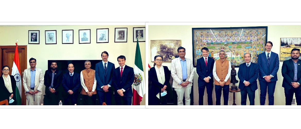  <div style="color: #fff; font-weight: 600; font-size: 1.5em;">
<p style="font-size: 13.8px;">
Amb Pankaj Sharma held a productive meeting & discussed opportunities of collaboration with the team of Walmart , Mr. Javier Trevino, SVP Govt affairs; Mr. Christian Gomez, Director of Global Govt affairs; Mr. Marco Vigato, Senior Director & President of Indmexcouncil Mr. Jagdish Nainwal

<br /><span style="text-align: center;">01.02.2024</span></p>
</div>