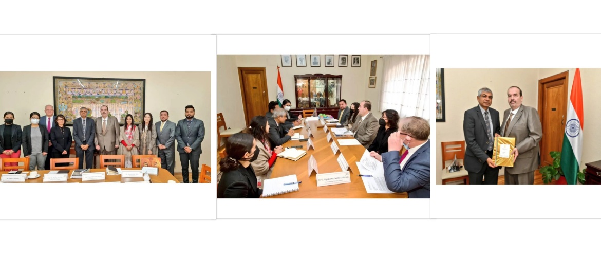  <div style="fcolor: #fff; font-weight: 600; font-size: 1.5em;">
<p style="font-size: 13.8px;">Ambassador Pankaj Sharma and officers from Embassy met with the President of National Federation of the Mexican Association of Colleges of Public Accountants(FNAMCP), Mr. Raul Montes & his team.

Discussed possibilities of collaboration with Institute of Chartered Accountants of India & México and promoting bilateral business opportunities.


<br /><span style="text-align: center;">04 October 2022 </span></p>
</div>