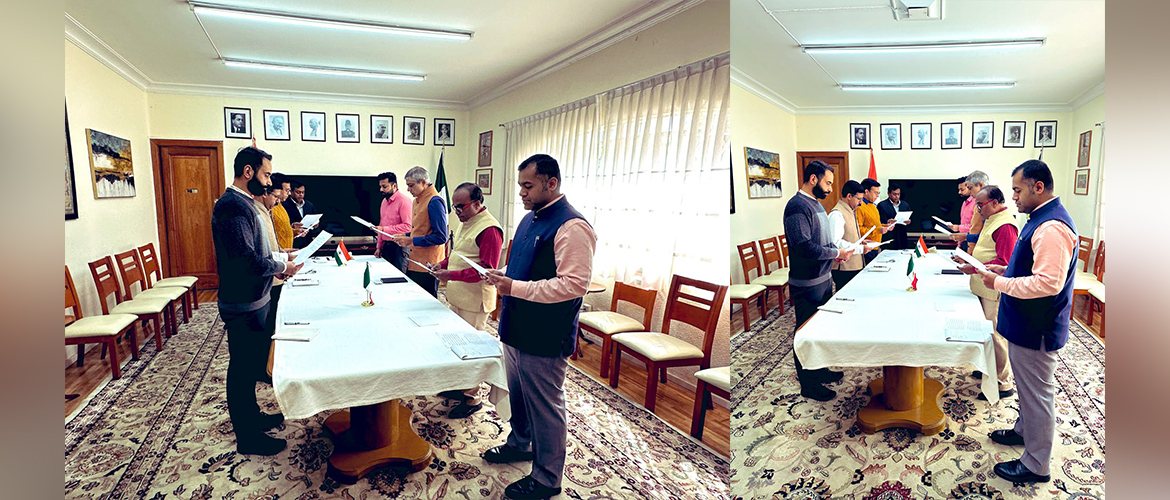  <div style="color: #fff; font-weight: 600; font-size: 1.5em;">
<p style="font-size: 13.8px;">
   Vigilance Awareness Week 2023!

Ambassador Pankaj Sharma administered the Integrity pledge to the officials from the Embassy wherein they committed to ensure honesty and integrity at all times and support the fight against corruption.
    <br /><span style="text-align: center;">30.10.2023</span></p>
</div>