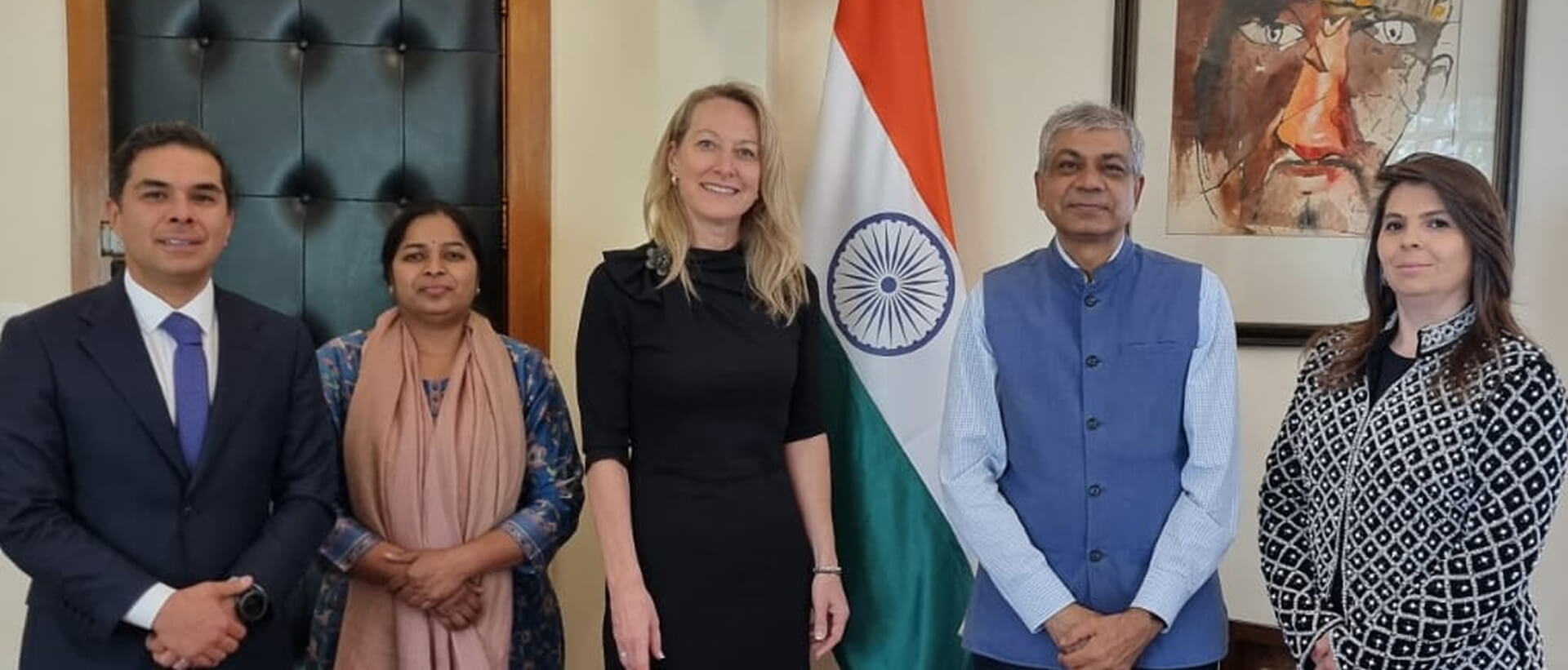  <div style="color: #fff; font-weight: 600; font-size: 1.5em;"> <p style="font-size: 13.8px;">Ambassador and DCM met with Ms. Calista Redmond, VP for Global AI Initiatives at NVIDIA, discussions focused on advancing India–Mexico collaboration in AI, capacity building, and shared digital growth.<br /> <span style="text-align: center;">23 April 2026</span></p> </div>