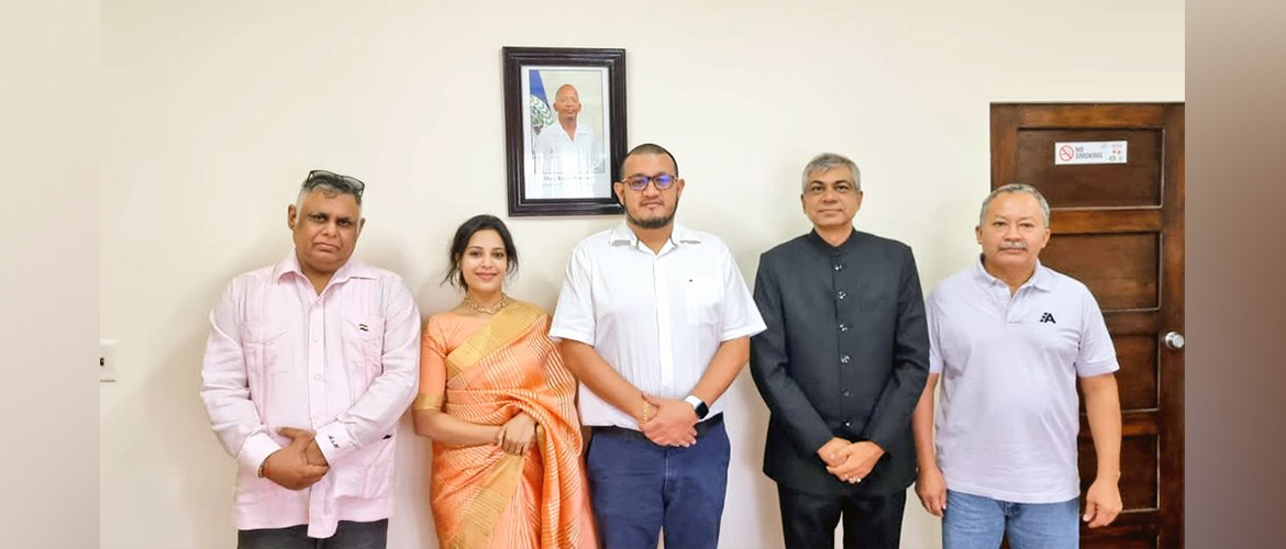  <div style="fcolor: #fff; font-weight: 600; font-size: 1.5em;">
<p style="font-size: 13.8px;">High Commissioner of India to Belize Dr. Pankaj Sharma met with Director of Belize's Ministry of Health and Wellness, Dr. Jorge Polanco & CEO Mr. Julio Sabido at their Ministry.

<br /><span style="text-align: center;">19 September 2022</span></p>
</div>