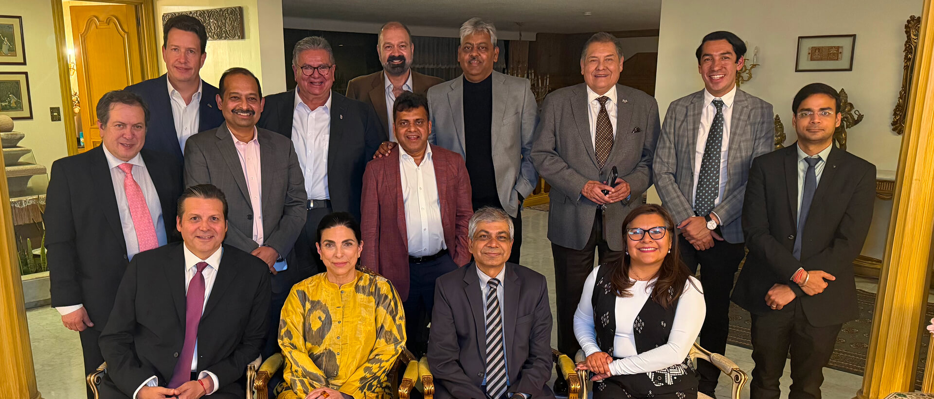  <div style="color: #fff; font-weight: 600; font-size: 1.5em;"> <p style="font-size: 13.8px;">Ambassador hosted an engaging evening at India House with Hon’ble Members of Mexico’s Chamber of Deputies, H.E. Ms. Marcela Guerra Castillo, H.E. Mr. Mario Zamora Gastélum and H.E. Ms. Zaria Aguilera Claro, along with distinguished guests, discussions focused on strengthening India–Mexico ties across business, healthcare, and shared democratic values.<br /> <span style="text-align: center;">22 April 2026</span></p> </div>
