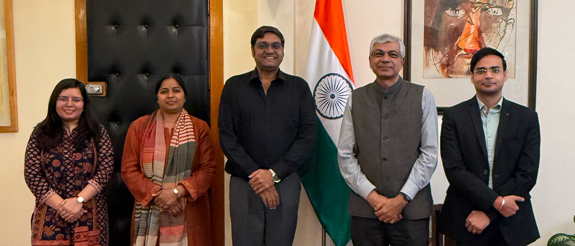  <div style="color: #fff; font-weight: 600; font-size: 1.5em;"> <p style="font-size: 13.8px;">Ambassador and DCM met Dr. Raghunandan Jagdish, MD & CEO of Nandan GSE Pvt. Ltd., discussions focused on expanding investment and strengthening India–Mexico collaboration in aerospace and advanced manufacturing.<br /> <span style="text-align: center;">22 April 2026</span></p> </div>