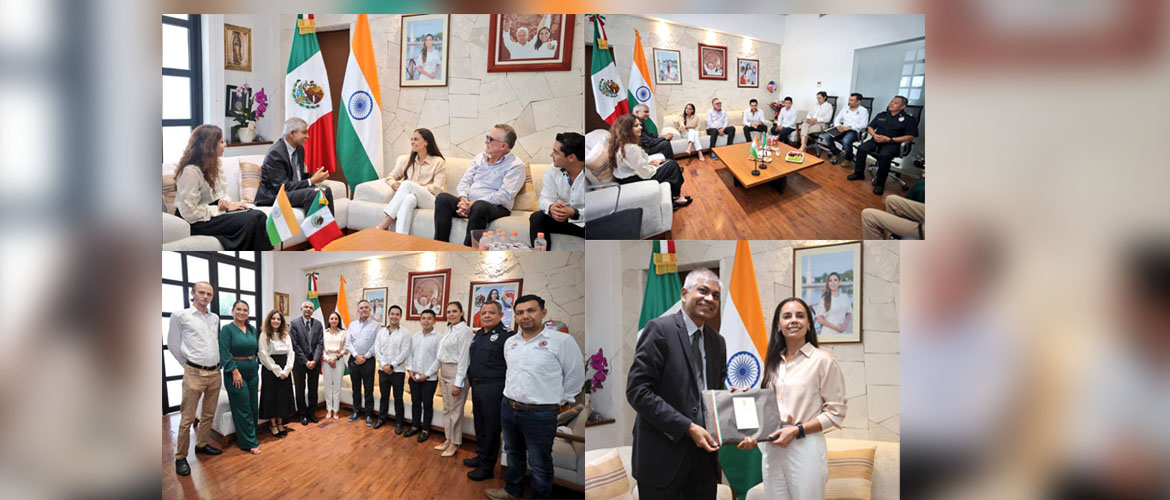  <div style="fcolor: #fff; font-weight: 600; font-size: 1.5em;">
<p style="font-size: 13.8px;">
Amb. Pankaj Sharma  met with the empowered, young & energetic Mayor of Cancun, Ms.Ana Patricia and her zestful team. There was a discussion on several possibilities of bringing the beautiful Cancun & India, even closer.
We also took this opportunity to wish Ms.Ana, a very happy birthday!

<br /><span style="text-align: center;">23 June 2023</span></p>
</div>