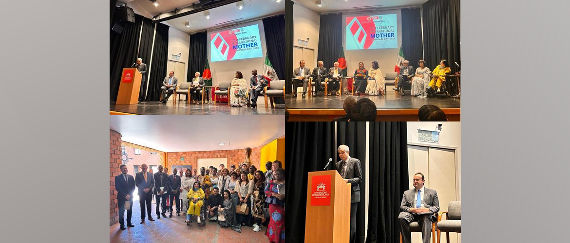  <div style="fcolor: #fff; font-weight: 600; font-size: 1.5em;">
<p style="font-size: 13.8px;">Ambassador Dr. Pankaj Sharma participated in an event organized by the Embassy of Bangladesh in Mexico & IBERO CDMX
 on the occasion of #InternationalMotherLanguageDay with the senator Xóchitl Gálvez Ruiz  & Ambassadors of Cotê d’Ivoire, 
European Union and Guatemala

We reaffirmed our commitment to preserving multilingualism & cultural diversity.

<br /><span style="text-align: center;">21 February 2023</span></p>
</div>