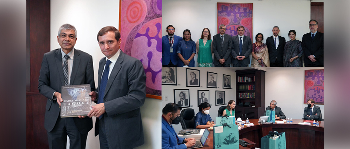  <div style="fcolor: #fff; font-weight: 600; font-size: 1.5em;">
<p style="font-size: 13.8px;">Ambassador Pankaj Sharma; Director GTICC Dr.Shrimati Das and Embassy officials visited El Colegio de Mexico. They held a meeting with Prof.Vicente Ugalde; General Secretary and other high level academicians to establish the ICCR Octavia Paz Chair at El Colegio de Mexico .




<br /><span style="text-align: center;"> 18 April 2022</span></p>
</div>

