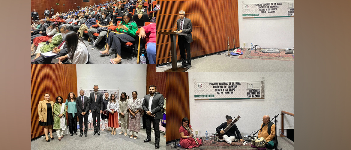  <div style="fcolor: #fff; font-weight: 600; font-size: 1.5em;">
<p style="font-size: 13.8px;">Celebrating azadi ka Amrit Mahotsav 
with a splendid event of Indian Classical Dance & Music presentations by GTICC ICCR Scholars at Library of Chamber of Deputies.

Ambassador Dr Pankaj Sharma, Deputy H.E.Mr.Salvador Caro Cabrera, other deputies and  Embassy Officials were present for the event. 
<br /><span style="text-align: center;">27 April 2022</span></p>
</div>

