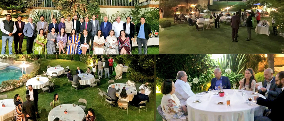  <div style="fcolor: #fff; font-weight: 600; font-size: 1.5em;"> <p style="font-size: 13.8px;">Glimpses from the dinner hosted by Ambassador of India Dr. Pankaj Sharma for Mexican luminaries from diverse fields at India House.

The productive conversations & exchange of warmth was yet another occasion that reflected the strong bond between the people of India &  México. <br /><span style="text-align: center;"> 19 May 2022 </span></p> </div>