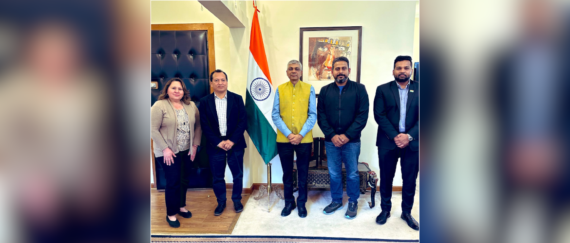 <div style="color: #fff; font-weight: 600; font-size: 1.5em;">
<p style="font-size: 13.8px;">
Amb Pankaj Sharma met with the team of Cognizant headed by Mr. Puru Manavalan, Country Head Mexico.

They briefed about their ongoing operations & new areas of expansion. Embassy looks forward to working closely with the team of Cognizant.



<br /><span style="text-align: center;">07.02.2024</span></p>
</div>