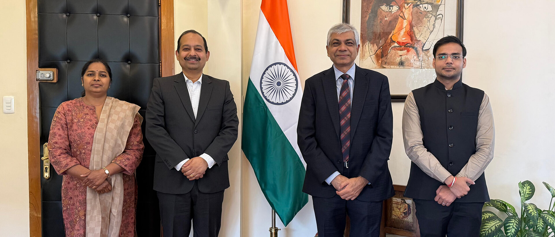  <div style="color: #fff; font-weight: 600; font-size: 1.5em;"> <p style="font-size: 13.8px;">The Ambassador met Mr. Sangram Sahoo, Country Head of TCS in Mexico, and discussed expanding the company’s footprint and India–Mexico collaboration in emerging technologies, with emphasis on women’s participation in the tech sector. <br /> <span style="text-align: center;">13.03.2026</span></p> </div>